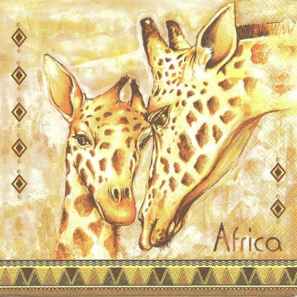 4 Serviettes en papier Girafe Afrique Format Lunch - Photo n°1