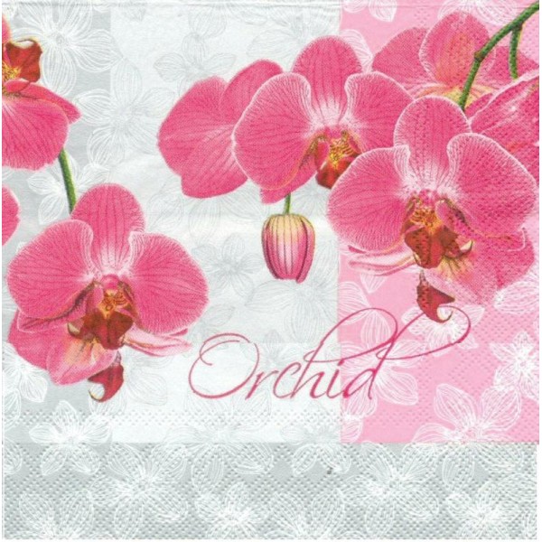 4 Serviettes en papier Orchidées romantiques  Lunch - Photo n°1