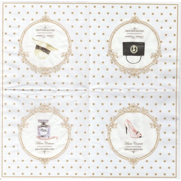 4 Serviettes en papier Mode Haute Couture Format Lunch Decoupage Decopatch 414-DOF Nuova R2S - Photo n°1