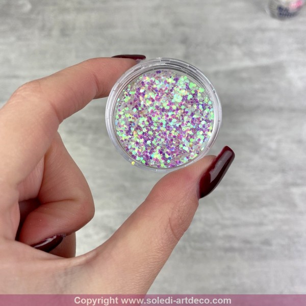 Poudre de paillettes Brillant Glitter holographique nacré, Flacon de 8 gr, multi-usage - Photo n°2