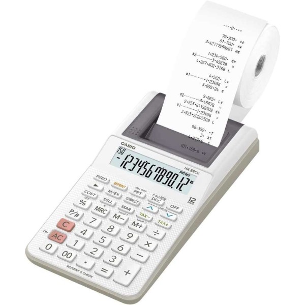 CASIO - Calculatrice imprimante modèle HR-8 RCE-WE - Blanc - Photo n°1