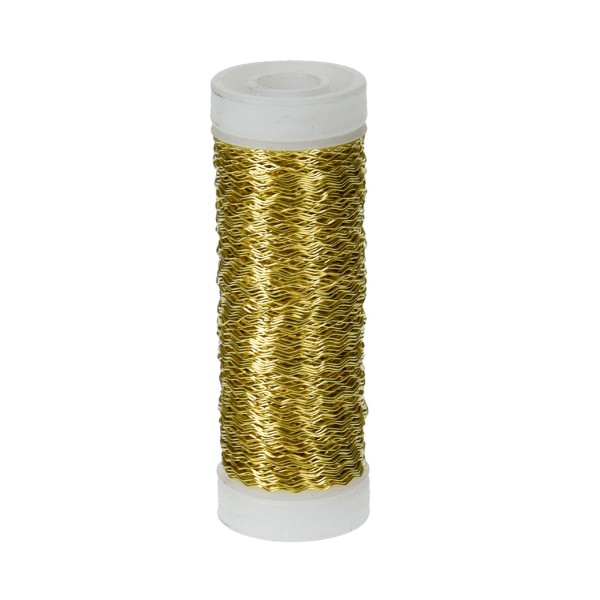 Bobine de fil cuivre couleur laiton or, diam. 0,25 mm, longueur 45 mètres - Photo n°1