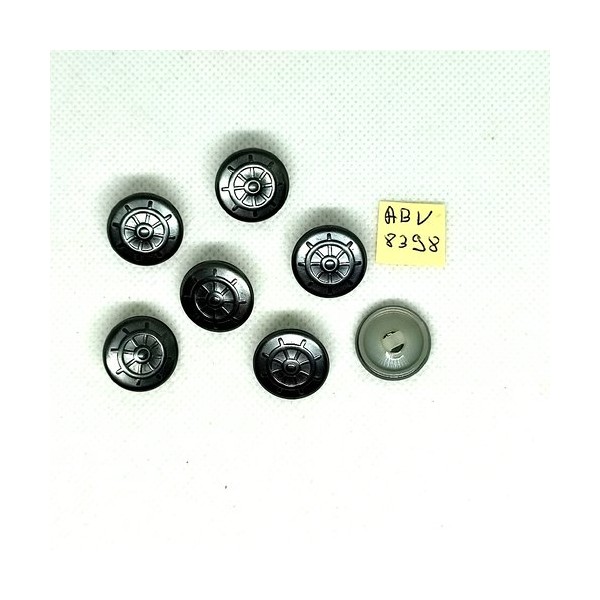7 Boutons en résine gris - 18mm - ABV8398 - Photo n°1