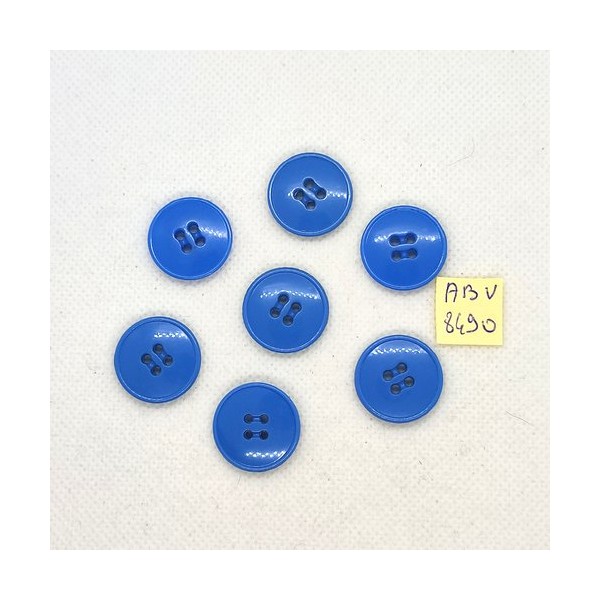 7 Boutons en résine bleu - 20mm - ABV8490 - Photo n°1