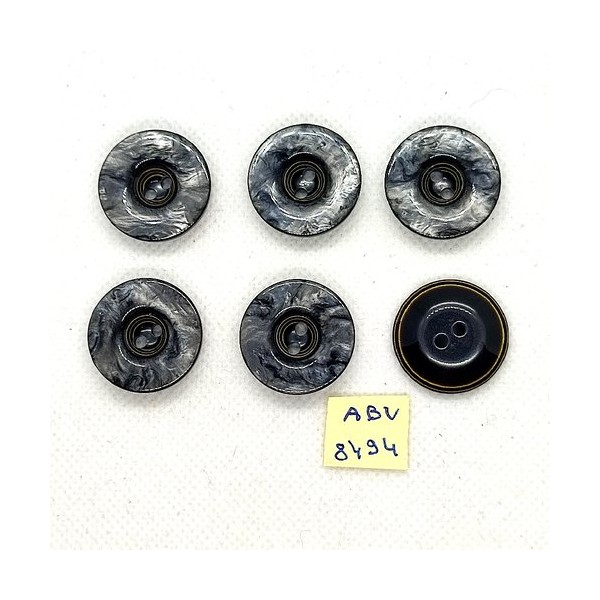 6 Boutons en résine gris - 22mm - ABV8494 - Photo n°1