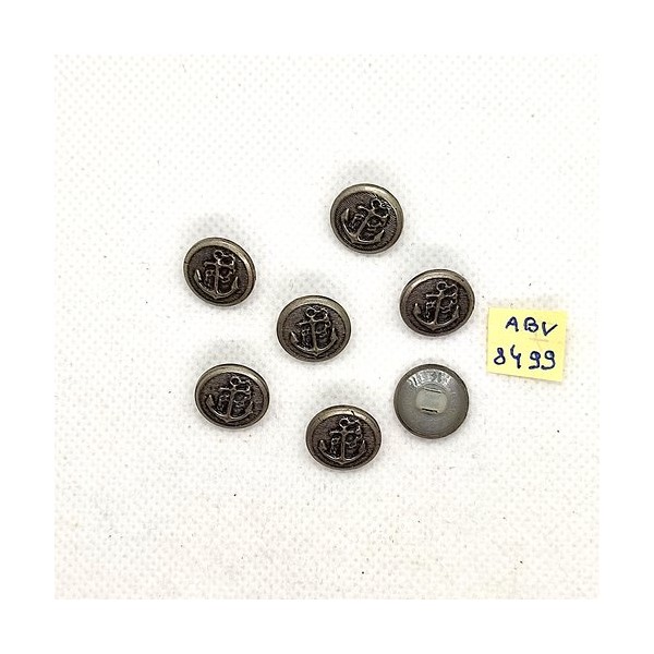 7 Boutons en métal argenté et nylon - une ancre - 13mm - ABV8499 - Photo n°1