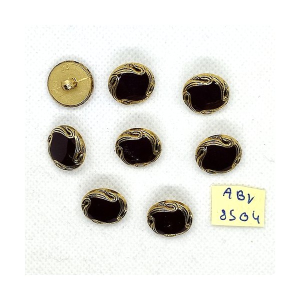 8 Boutons en résine marron et doré - 15mm - ABV8504 - Photo n°1