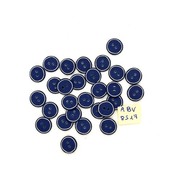 28 Boutons en résine bleu et blanc - 12mm - ABV8517 - Photo n°1