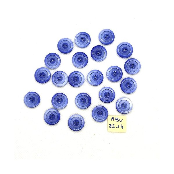 22 Boutons en résine bleu - 14mm - ABV8514 - Photo n°1
