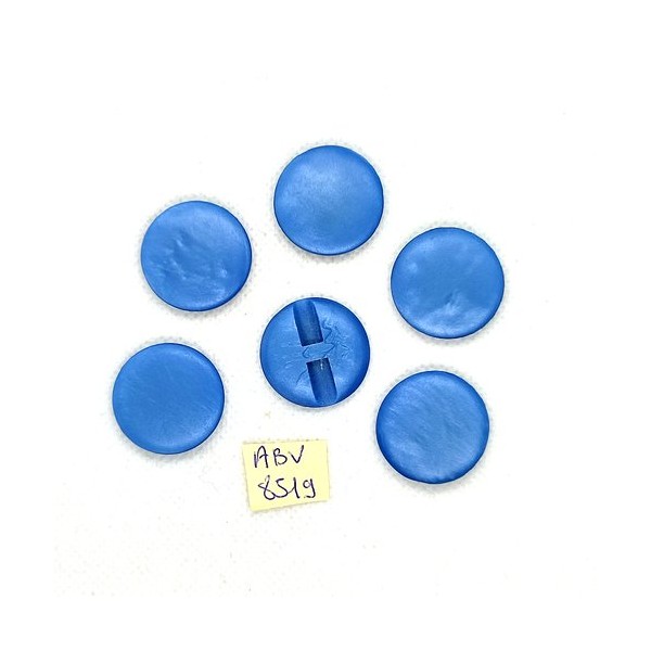 6 Boutons en résine bleu - 22mm - ABV8519 - Photo n°1