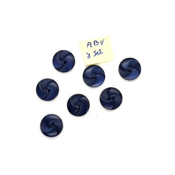 7 Boutons en résine bleu - 13mm - ABV8512 - Photo n°1
