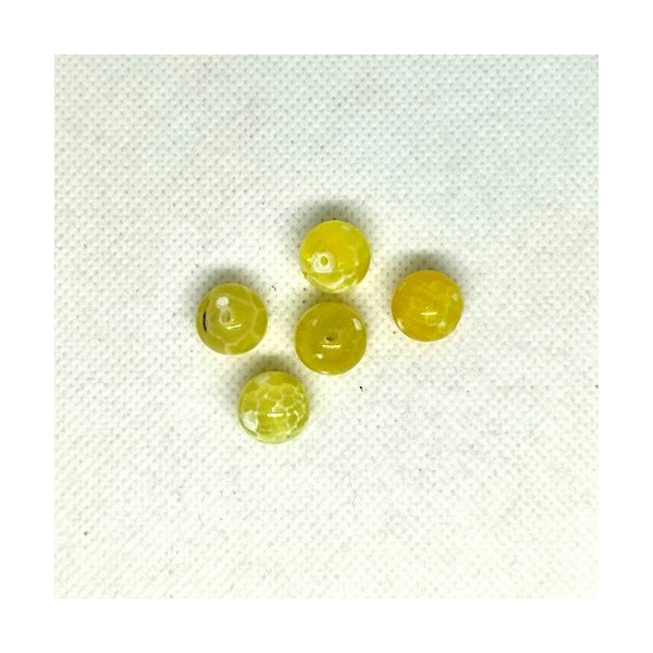5 Perles gemmes - agate veine de dragon jaune - 12mm - Photo n°1