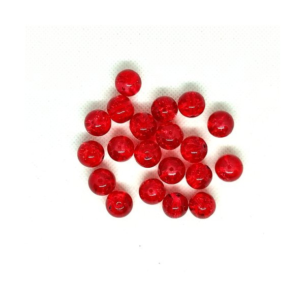 20 Perles en verre craquelé - rouge - 12mm - Photo n°1