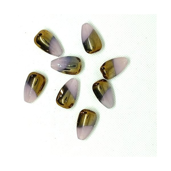 9 Perles en verre - rose et doré - 15x20mm - Photo n°1