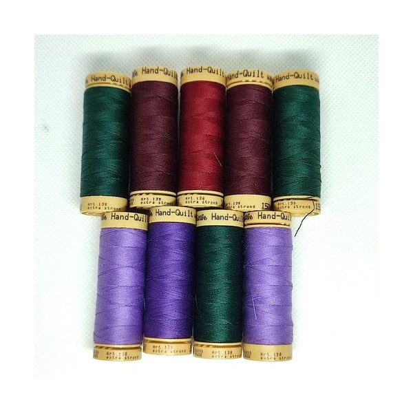 9 Bobines de fil à quilter - hand-quilt - ton violet / vert - METTLER - 12 - Photo n°1