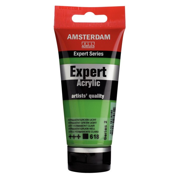 Tube de peinture acrylique - Vert permanent clair 618 - Expert Acrylic - Amsterdam - Photo n°1