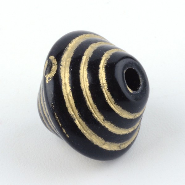 Perles acrylique toupie 14 mm noire et dorée x 10 - Photo n°2