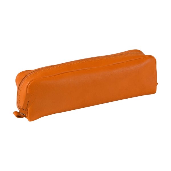 Trousse cuir rectangulaire - 21x4x6 cm - Orange - Photo n°1