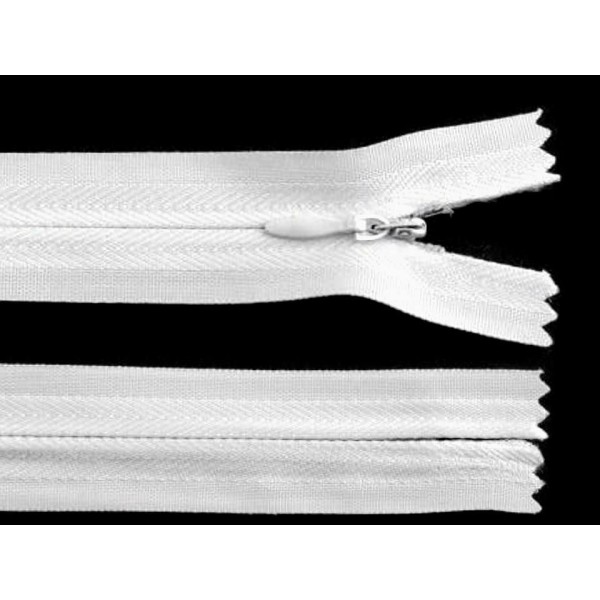 1pc Zipper invisible blanc 3 mm fin fermé, longueur 40 cm, coil de nylon fin fermé, Zippers, haberda - Photo n°1