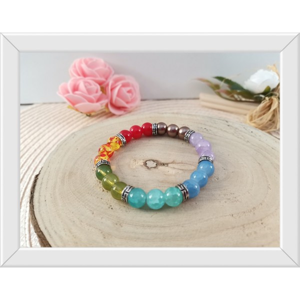 Kit bracelet fil élastique perles en verre multicolores - Photo n°1