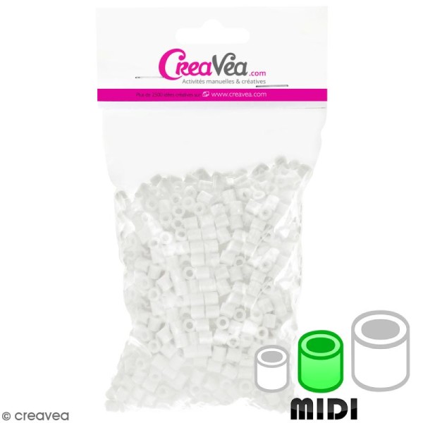 Perles à repasser Creavea - Blanc - Diam. 5 mm - 100 g (environ 2000 pcs) - Photo n°1