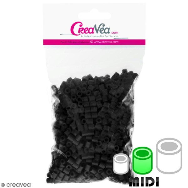Perles à repasser Creavea - Noir - Diam. 5 mm - 100 g (environ 2000 pcs) - Photo n°1
