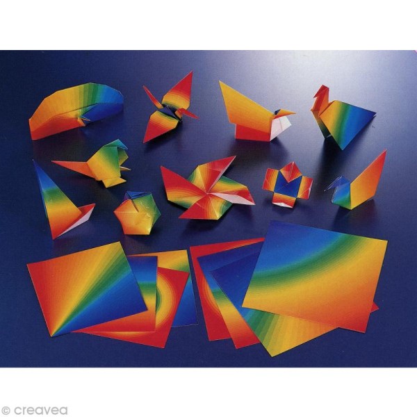 Papier origami dégradés Arc en Ciel 15 x 15 cm - 40 feuilles - Photo n°2