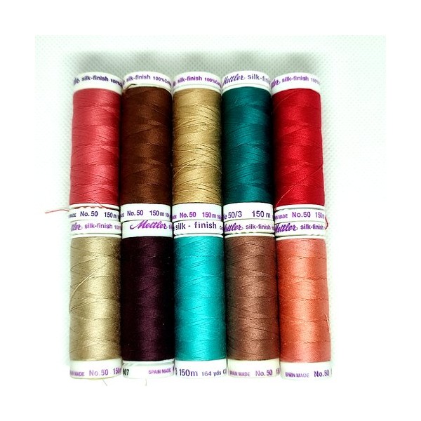 10 Bobines de fil à coudre aspect soie - silk-finish - multicolore - METTLER - 22 - Photo n°1