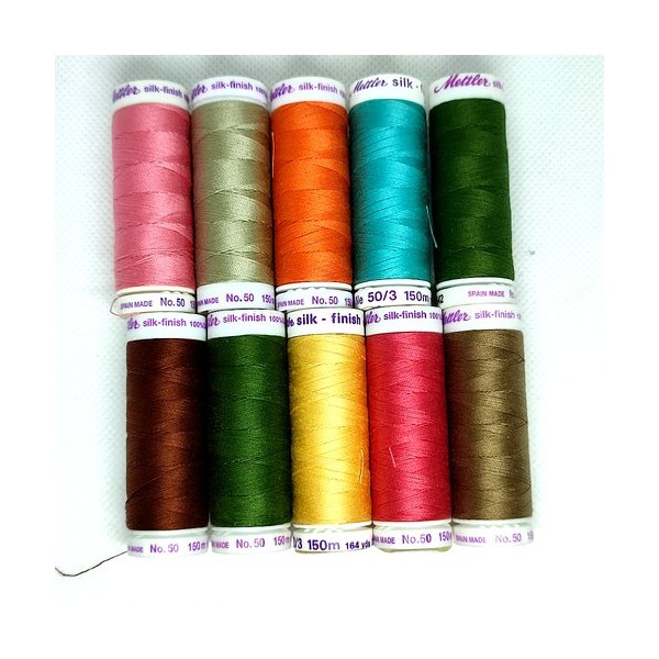 10 Bobines de fil à coudre aspect soie - silk-finish - multicolore - METTLER - 23 - Photo n°1