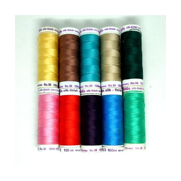 10 Bobines de fil à coudre aspect soie - silk-finish - multicolore - METTLER - 24 - Photo n°1