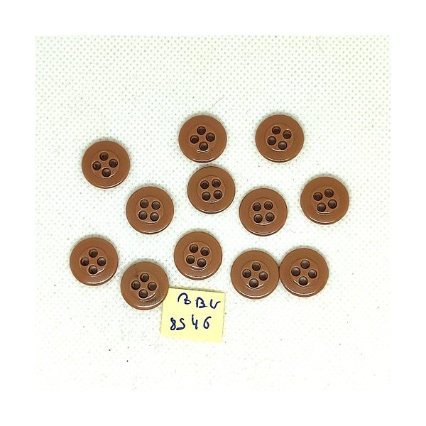 12 Boutons en résine marron / taupe - 14mm - ABV8546 - Photo n°1