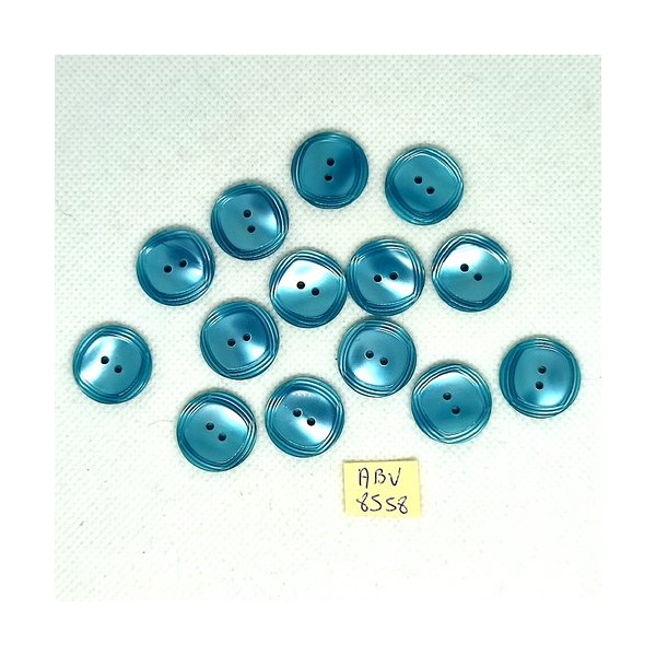 14 Boutons en résine bleu - 14mm - ABV8558 - Photo n°1