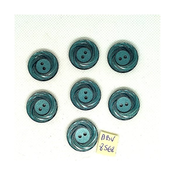 7 Boutons en résine bleu / vert - 22mm - ABV8568 - Photo n°1