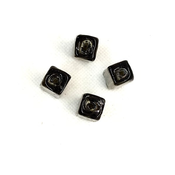 4 Perles en verre - marron / gris - 12x30mm - Photo n°2