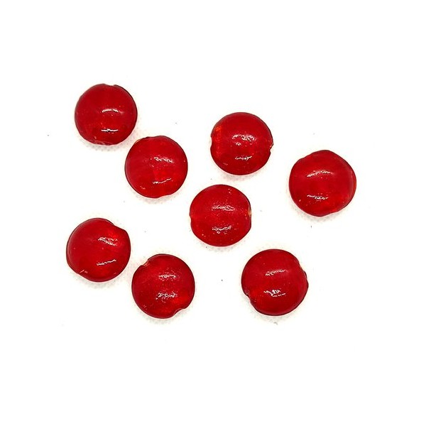 8 Perles en verre rouge foncé - 20mm - Photo n°1