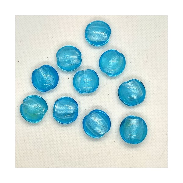10 Perles en verre bleu clair - 20mm - Photo n°1