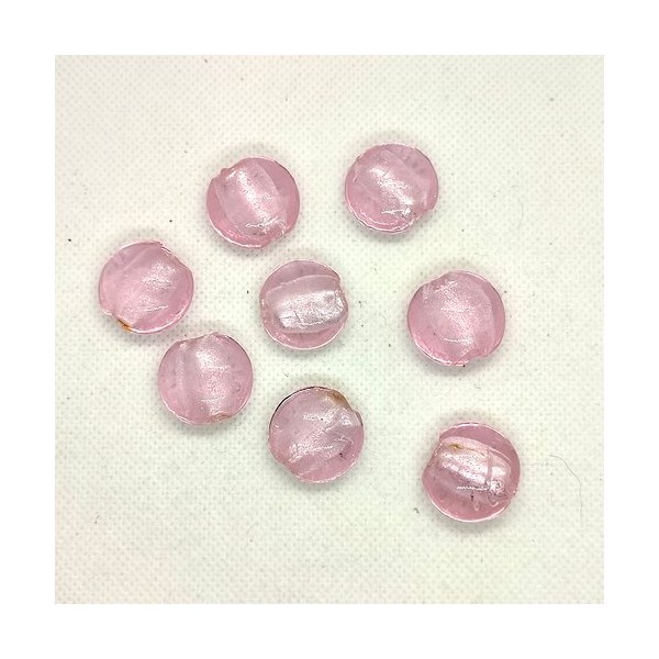 8 Perles en verre rose - 20mm - Photo n°1