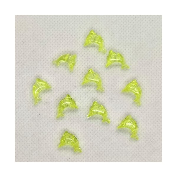 10 Perles en résine jaune - un dauphin - 10x13mm - Photo n°1