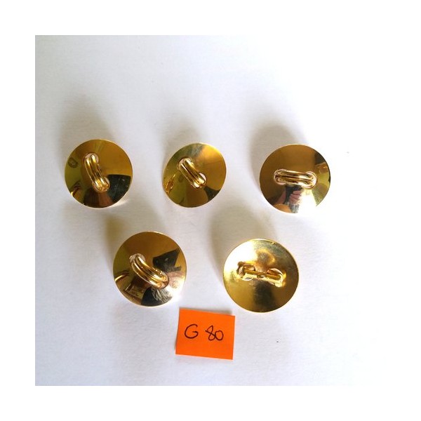 5 Boutons en métal doré - vintage -23mm - G80 - Photo n°1
