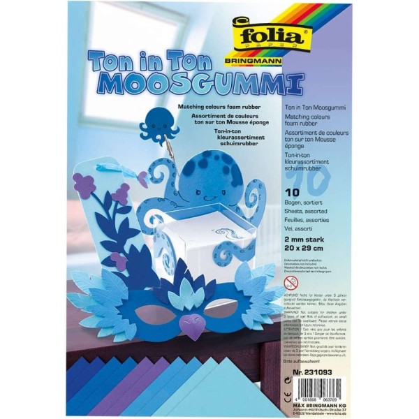 FOLIA - Caoutchouc mousse (L)200 x (H)290 mm, assortiment bleu - Photo n°1