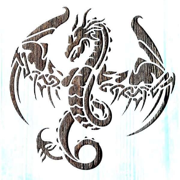 POCHOIR PLASTIQUE 20*20cm : dragon (04) - Photo n°1