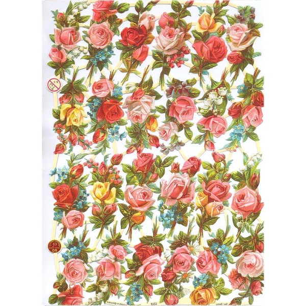 Lot de 3 Images de poésie Fleurs roses, 24x17 cm, chromos pour scrapbooking et tableau 2D, 250g / m2 - Photo n°1