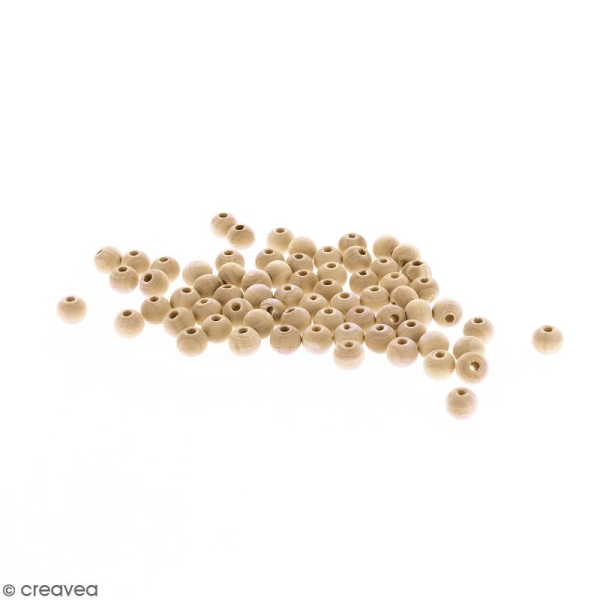Perles rondes en bois - 8 mm - 100 pcs - Photo n°1