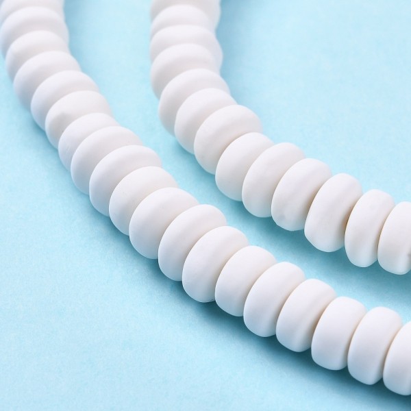 Perles pâte polymère rondelle 6/7 mm blanc x 22 - Photo n°2