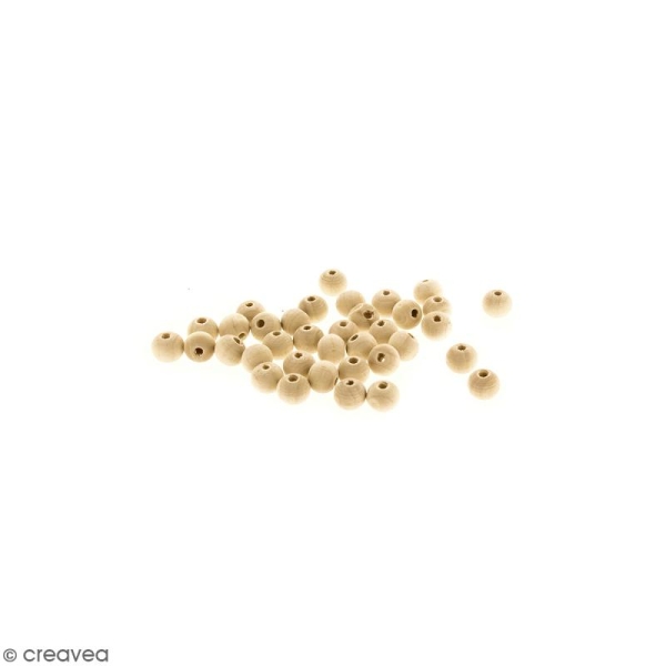 Perles rondes en bois - 10 mm - 50 pcs - Photo n°1