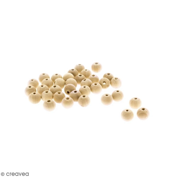 Perles rondes en bois - 12 mm - 50 pcs - Photo n°1