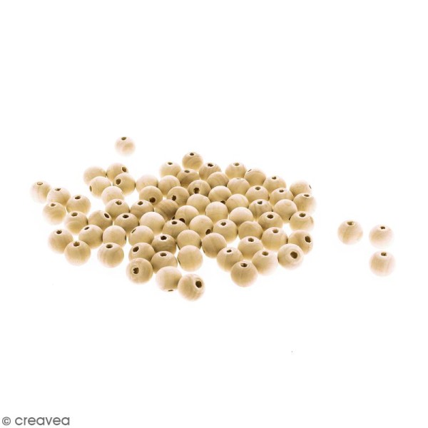 Perles rondes en bois - 12 mm - 100 pcs - Photo n°1