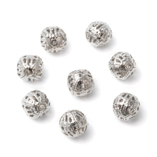 Perles métal ronde 8 mm argent mat x 16 - Photo n°1