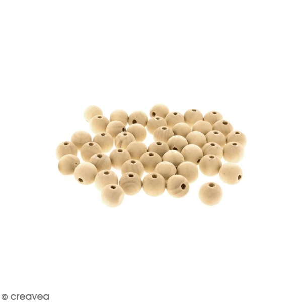 Perles rondes en bois - 18 mm - 50 pcs - Photo n°1
