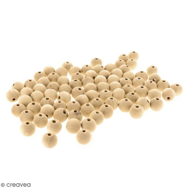 Perles rondes en bois - 18 mm - 100 pcs - Photo n°1